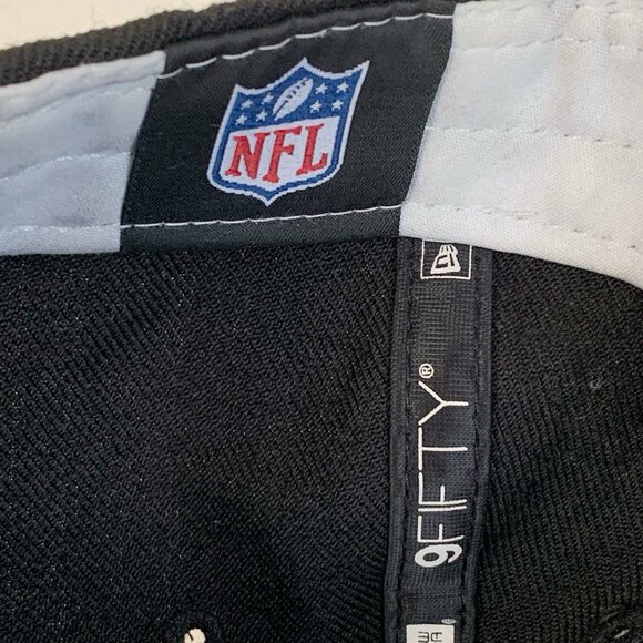 Raiders New Era 9Fifty NFL Snapback Cap Black Embroidered White Spellout Logo - Picture 6 of 11